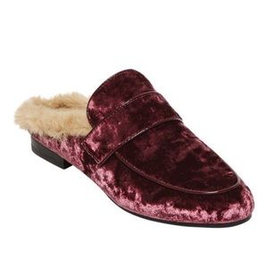 Steve Madden Velvet Fur-Lined Mule in Burgundy